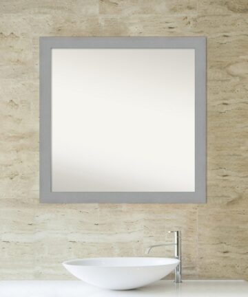 Non-Beveled Bathroom Wall Mirror - Brushed Nickel Frame-29 x 29 in - Brushed Nickel