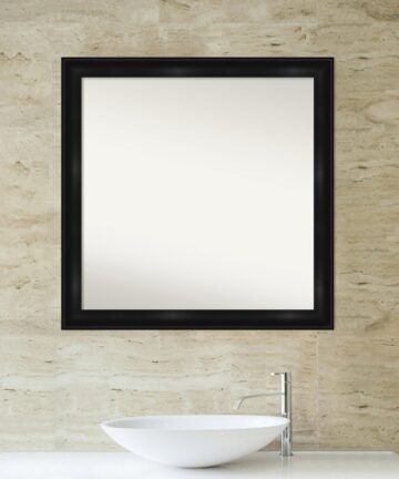 Non-Beveled Bathroom Wall Mirror - Grand Black Narrow Frame-40 x 28 in - Grand Black Narrow