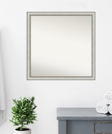 Non-Beveled Bathroom Wall Mirror - Salon Silver Narrow Frame - Salon Silver Narrow-20 x 26 in