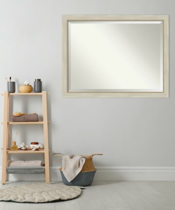 Beveled Wood Bathroom Wall Mirror - Parthenon Cream Frame - Parthenon Cream-Outer Size: 32 x 26 in