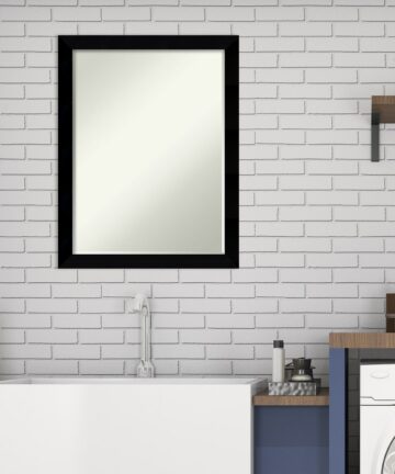 Petite Bevel Wood Bathroom Wall Mirror - Black Museum Frame - Black Museum - 21 x 27 in-21 x 27 in - Black Museum