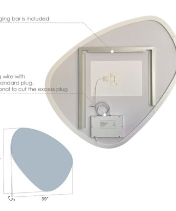 Altair Rasso Novelty Frameless Modern Bathroom Vanity LED Lighted Wall Mirror-39"W x 38"H Inch