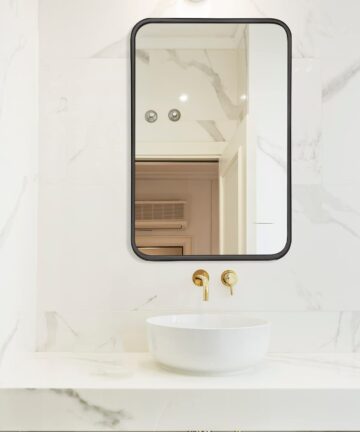 Rectangle Mirror Wall Mounted, Large Size Bathroom Vanity Wall Mirror with Rounded Corner Metal Frame-22" x 30" - Silver