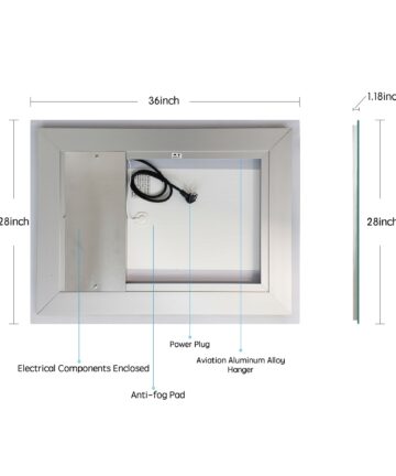 Rectangular LED Light Wall Mounted Bathroom Vanity Mirror-Silver