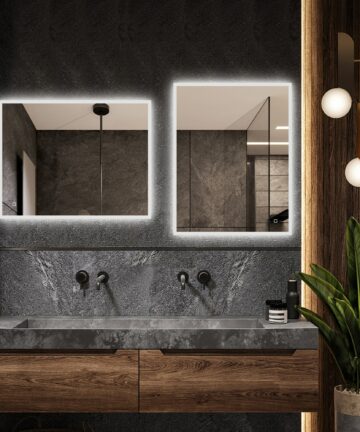 Rectangular Wall-mounted LED Lighted Bathroom/Vanity Mirror with Bluetooth, Defogger-35.43" L × 27.60" W - White