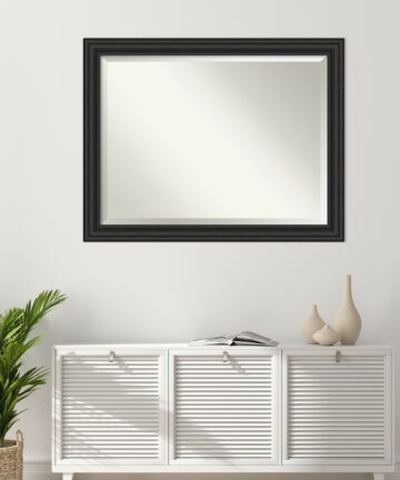 Beveled Bathroom Wall Mirror - Shipwreck Black Frame-Outer Size: 21 x 25 in