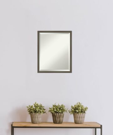 Beveled Wood Bathroom Wall Mirror - Svelte Frame-Outer Size: 37 x 25 in - Svelte Clay Grey