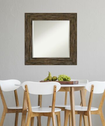 Beveled Wood Wall Mirror - Fencepost Brown Frame-Outer Size: 43 x 31 in