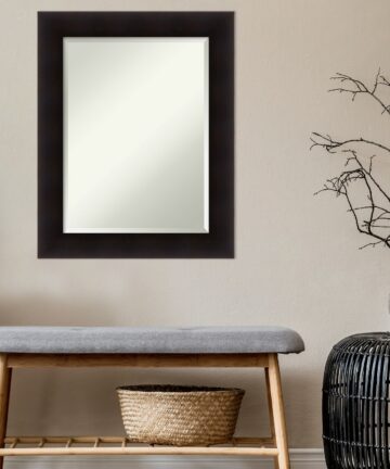 Beveled Wood Wall Mirror - Portico Espresso Frame-Outer Size: 24 x 30 in