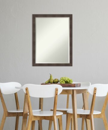 Beveled Wood Wall Mirror - Whiskey Brown Rustic Frame-Outer Size: 20 x 26 in