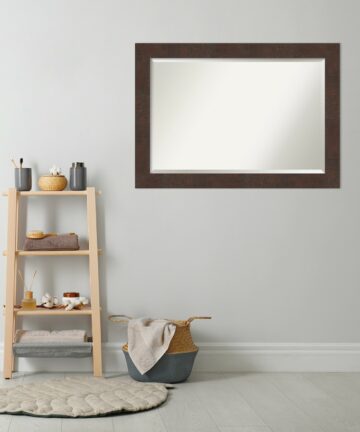 Beveled Bathroom Wall Mirror - Wildwood Brown Frame-Outer Size: 23 x 29 in - Wildwood Brown